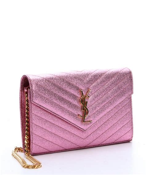 ysl metallic pink clutch